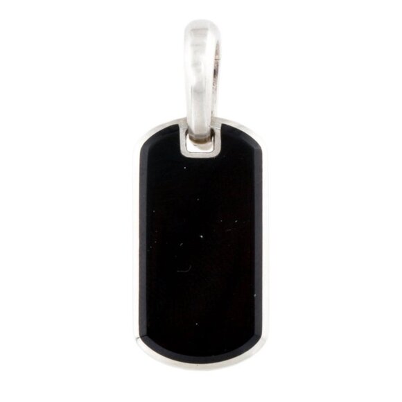 DAVID YURMAN STERLING SILVER 925 ONYX CHEVRON DOGTAG - Picture 2 of 6